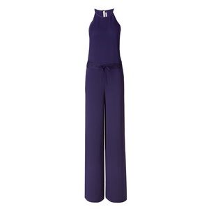 DVF Davin Silk-Blend Jumpsuit - Midnight Navy